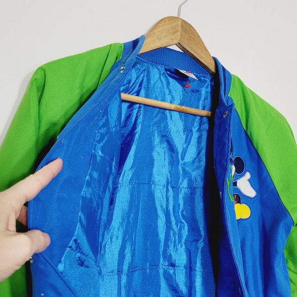 Disney Store Boys Mickey Mouse Varsity Jacket Bright Blue Green Snap Size 9/10 - Picture 12 of 12